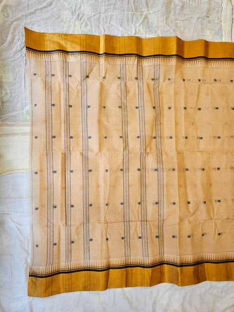 Bengal Tant Cotton Saree Without Blouse Piece - Beige Color