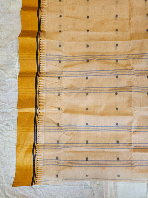 Bengal Tant Cotton Saree Without Blouse Piece - Beige Color