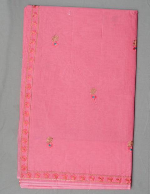Sindhu Pure Cotton Embroidered Saree - Dark Pink Color