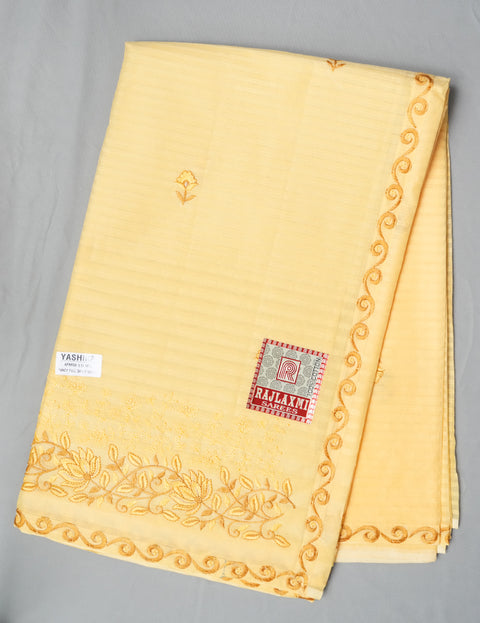 Yashika Pure Cotton Embroidered Saree - Yellow Color