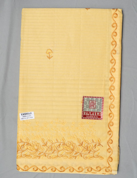 Yashika Pure Cotton Embroidered Saree - Yellow Color