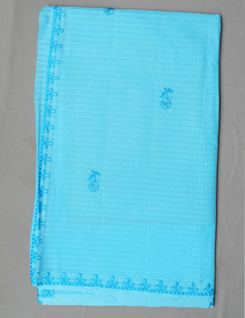 Yashika Pure Cotton Embroidered Saree - Blue Color