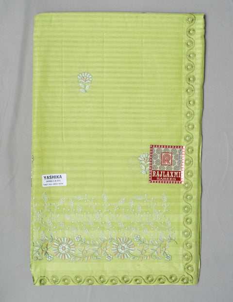 Yashika Pure Cotton Embroidered Saree - Green Color