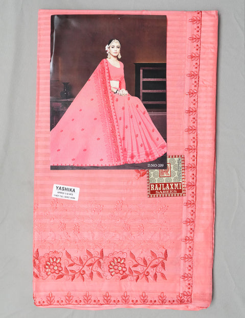 Yashika Pure Cotton Embroidered Saree - Red Color