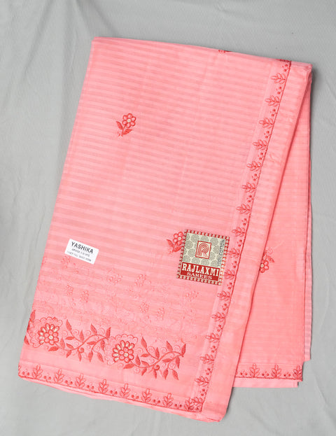 Yashika Pure Cotton Embroidered Saree - Red Color