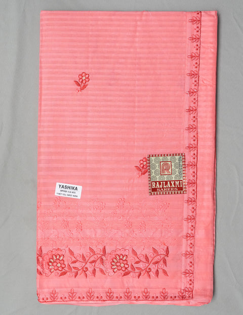 Yashika Pure Cotton Embroidered Saree - Red Color