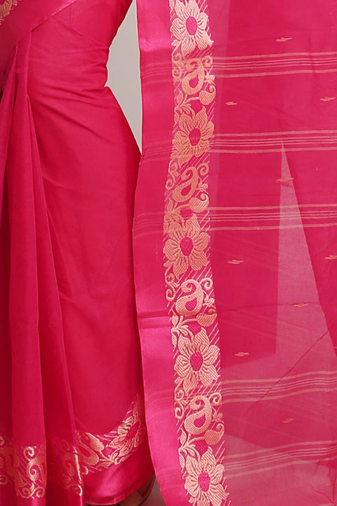 Pink Colour - Cotton Bengal Tant Saree Without Blouse Piece