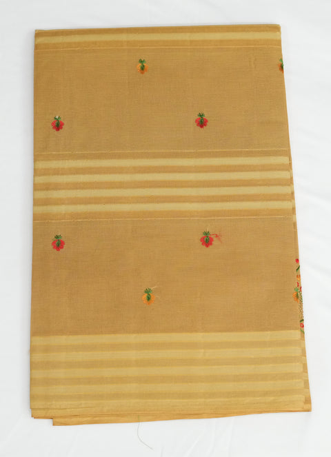 Akshita Pure Cotton Embroidered Saree -Beige Color