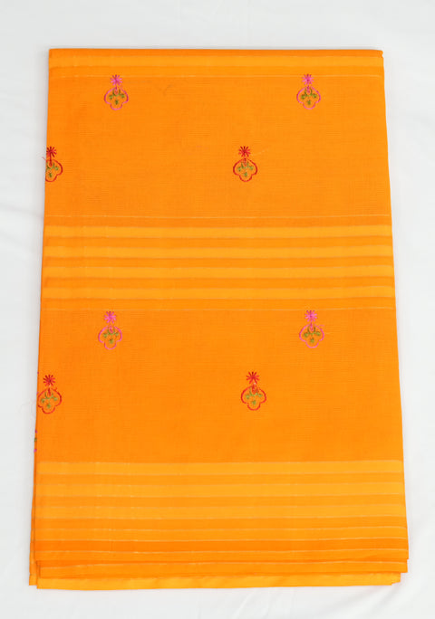 Akshita Pure Cotton Embroidered Saree - Yellow Color