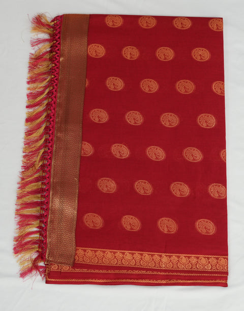 Sayali Pure Cotton Zari Woven Saree - Red