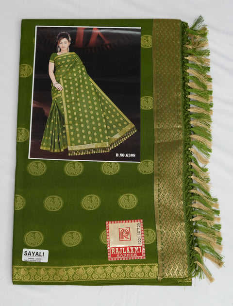 Sayali Pure Cotton Zari Woven Saree - Green Color