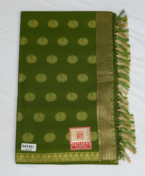 Sayali Pure Cotton Zari Woven Saree - Green Color