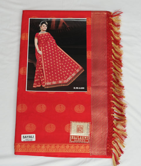 Sayali Pure Cotton Zari Woven Saree - Red Color