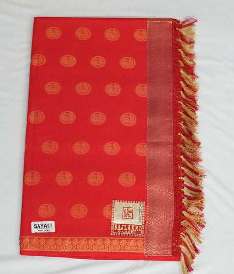 Sayali Pure Cotton Zari Woven Saree - Red Color