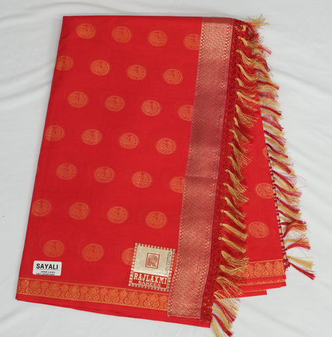 Sayali Pure Cotton Zari Woven Saree - Red Color