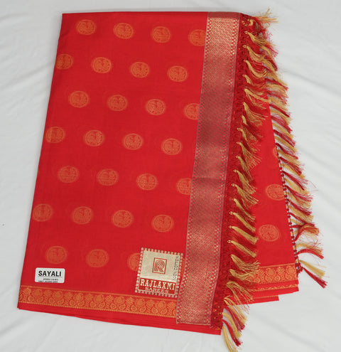 Sayali Pure Cotton Zari Woven Saree - Red Color