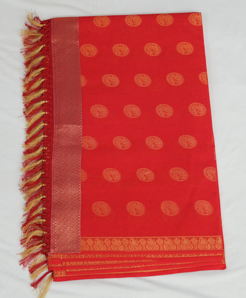 Sayali Pure Cotton Zari Woven Saree - Red Color