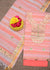 Unstitched peach Gota Patti dress material with intricate dupatta and matching bottom fabric.
