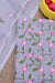 Close-up view of Embroidered Kota Doria Dress Material in grey, showcasing intricate handwoven floral embroidery with pink and green thread detailing on a checkered fabric.