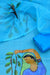 Close-up of Rajasthani Kota Hand Painted Suit in vibrant blue with artistic motifs.