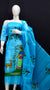 Rajasthani Kota Hand Painted Suit displayed on a mannequin, showcasing intricate blue hand-painted designs.