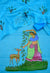 Full view of unstitched Rajasthani Kota Hand Painted Suit in blue with nature-inspired patterns.