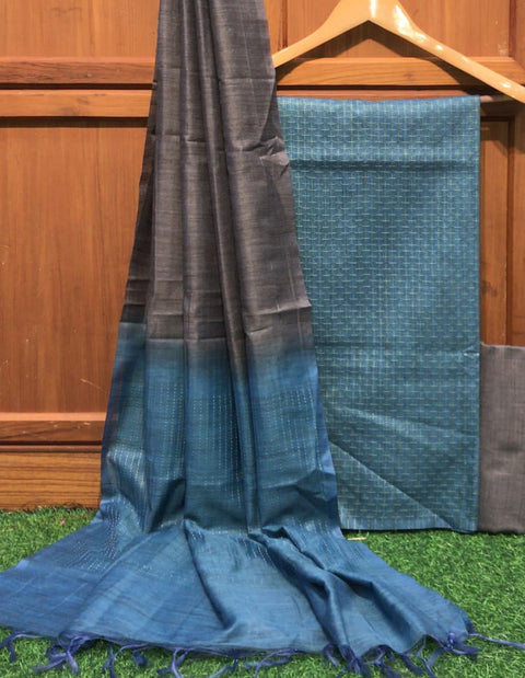Bamboo Kota Tussar Silk Suit - Blue