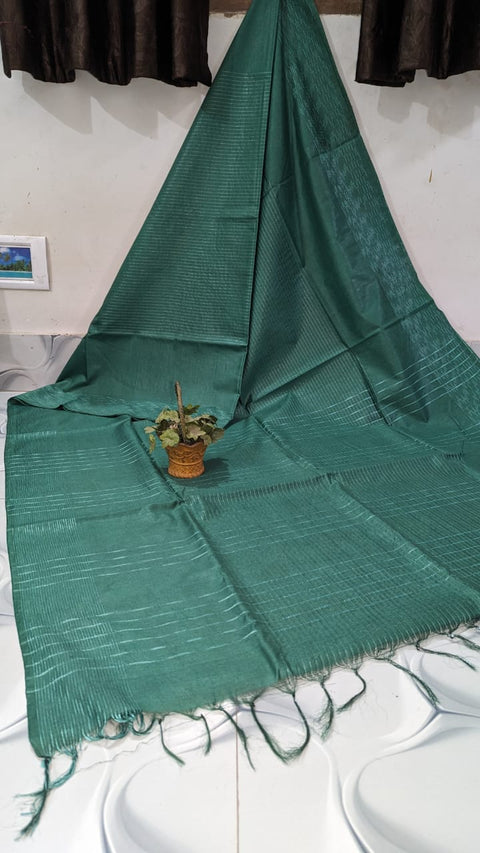 Kota Viscose Silk Saree With Stripe Lines Woven Design - Green