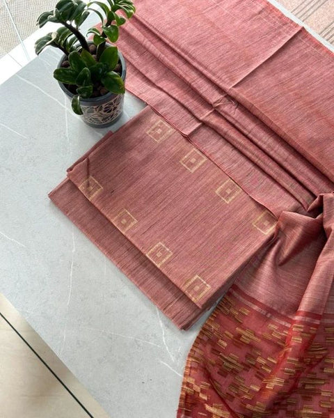Kota Banswara Bamboo Silk Dress Material - Pink