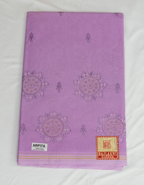 Arpita Pure Cotton Embroidered Saree - Purple Color