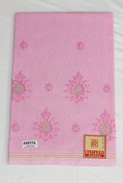 Arpita Pure Cotton Embroidered Saree - Pink Color