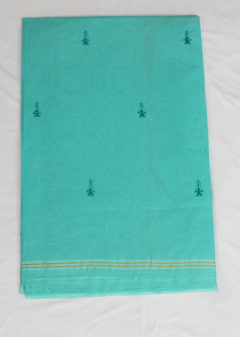 Arpita Pure Cotton Embroidered Saree - Green Color