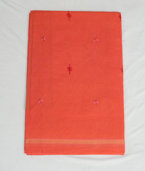 Arpita Pure Cotton Embroidered Saree - Red Color