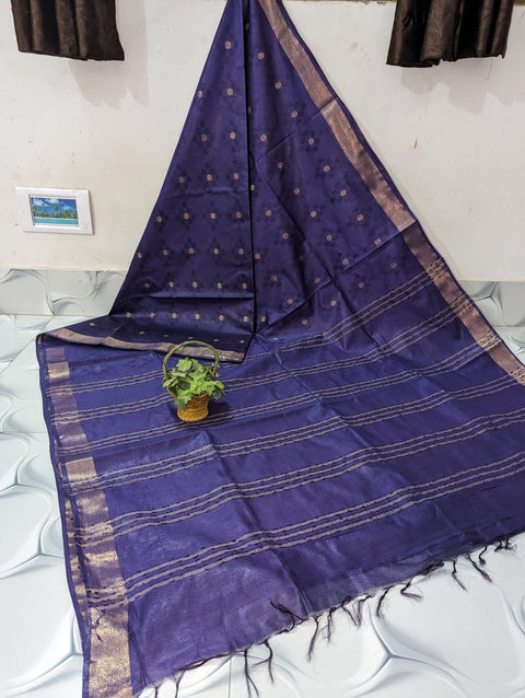 Buti Design Cotton Silk Saree - Purple Color