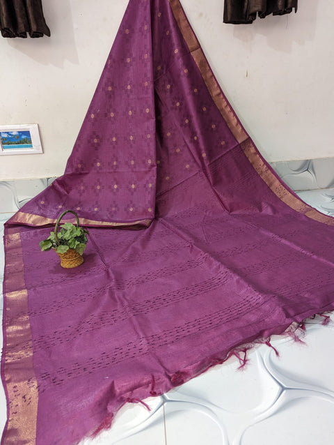 Buti Design Cotton Silk Saree - Violet Color