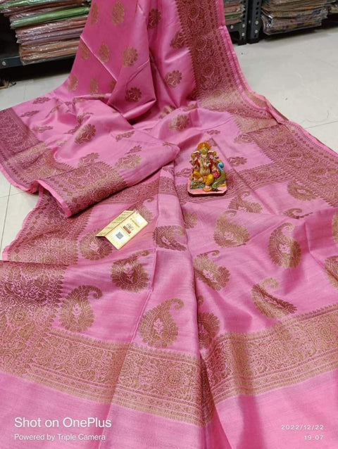 Kota Viscose Silk Saree With Jacquard Woven Design - Pink Color