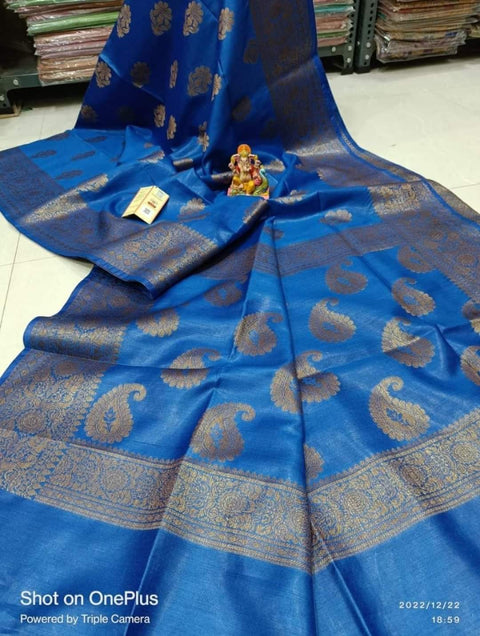 Kota Viscose Silk Saree With Jacquard Woven Design - Blue Color