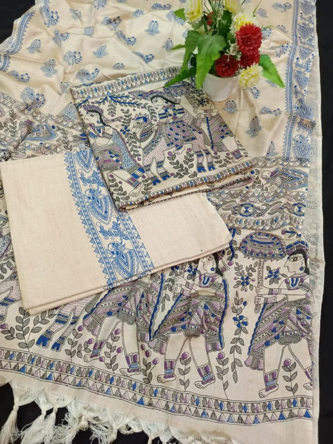 Premium Quality Katan Silk Printed Dress Material - D  No. 001