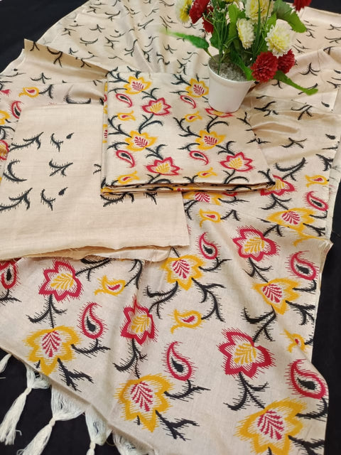 Premium Quality Katan Silk Dress Material With  Printed Design - D  No. 018