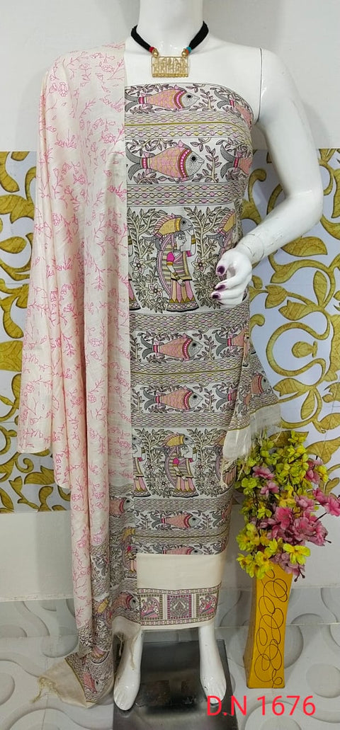 Premium Quality Katan Silk Printed Suit - D No 1676