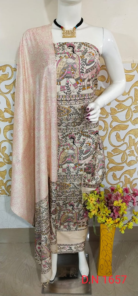 Premium Quality Katan Silk Printed Suit - D No 1657