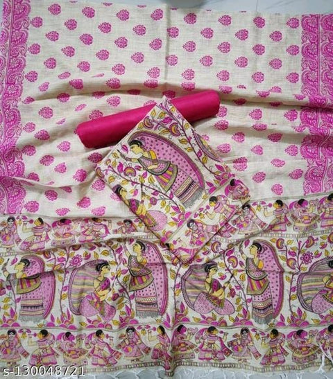 Matka Cotton Madhubani Print Suit - Pink Color