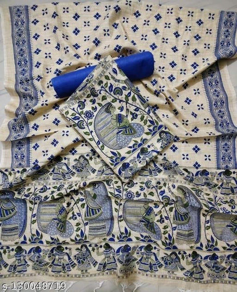 Matka Cotton Madhubani Print Suit - Blue Color