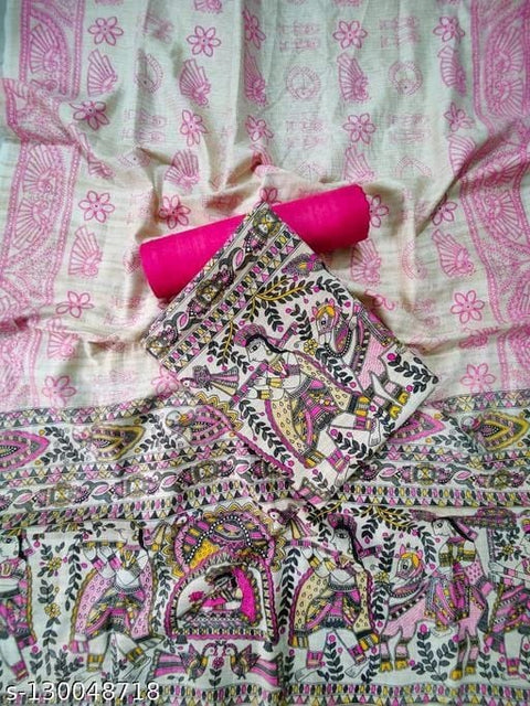 Matka Cotton Madhubani Print Suit - Pink Color Suit