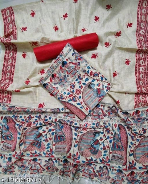 Matka Cotton Madhubani Print Suit - Red Colour