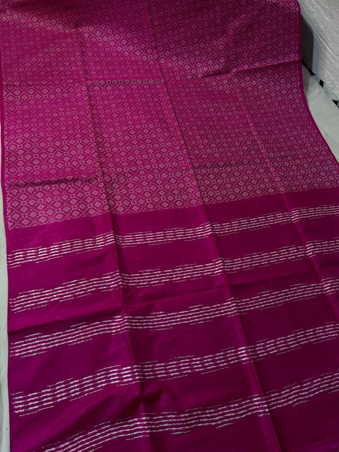 Kantha Work Cotton Silk Saree - Purple Color