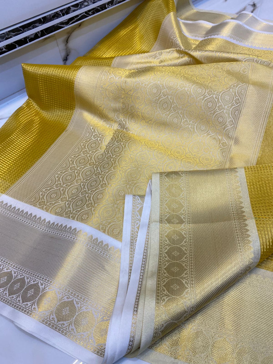 Banarasi Soft Tissue Tanuchi Silk Saree - Golden Color – Trend In Need
