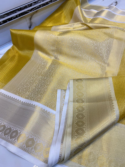 Banarasi Soft Tissue Tanuchi Silk Saree - Golden Color