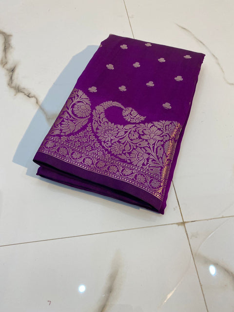 Banarasi Semi Katan Soft Silk Saree - Purple Color