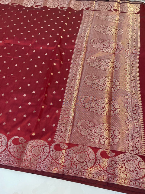 Banarasi Semi Katan Soft Silk Saree - Red Color